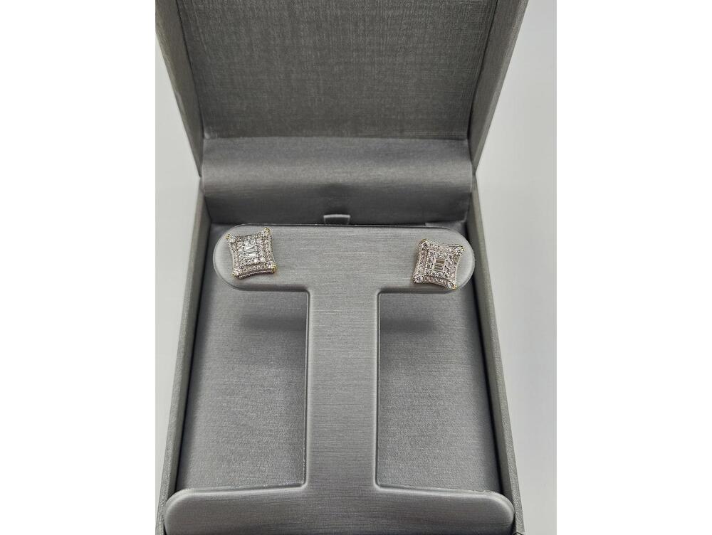 11mm Square Gold Vermeil Moissanite Stud Earrings, Screwbacks